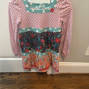 Matilda Jane Red and Blue Floral Kids Dress - Size 8